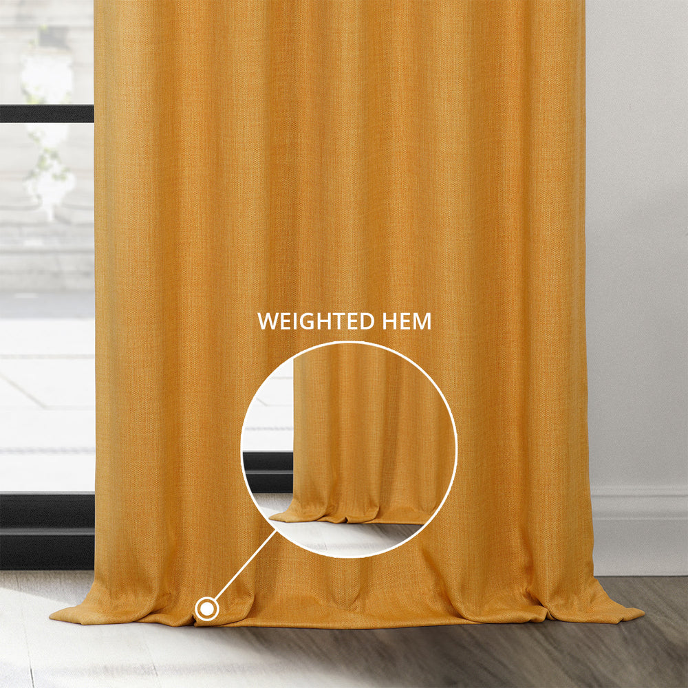 Dandelion Gold Textured Faux Linen Custom Curtain