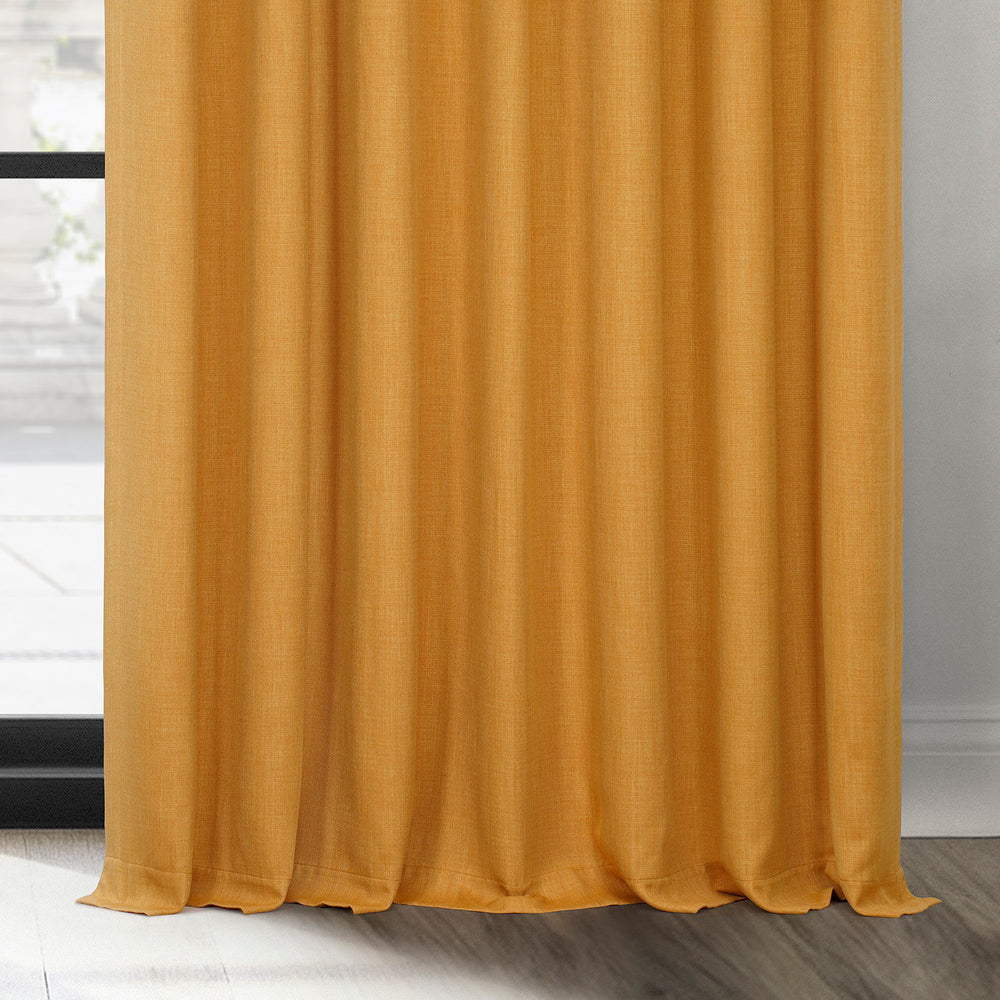 Dandelion Gold Textured Faux Linen Custom Curtain