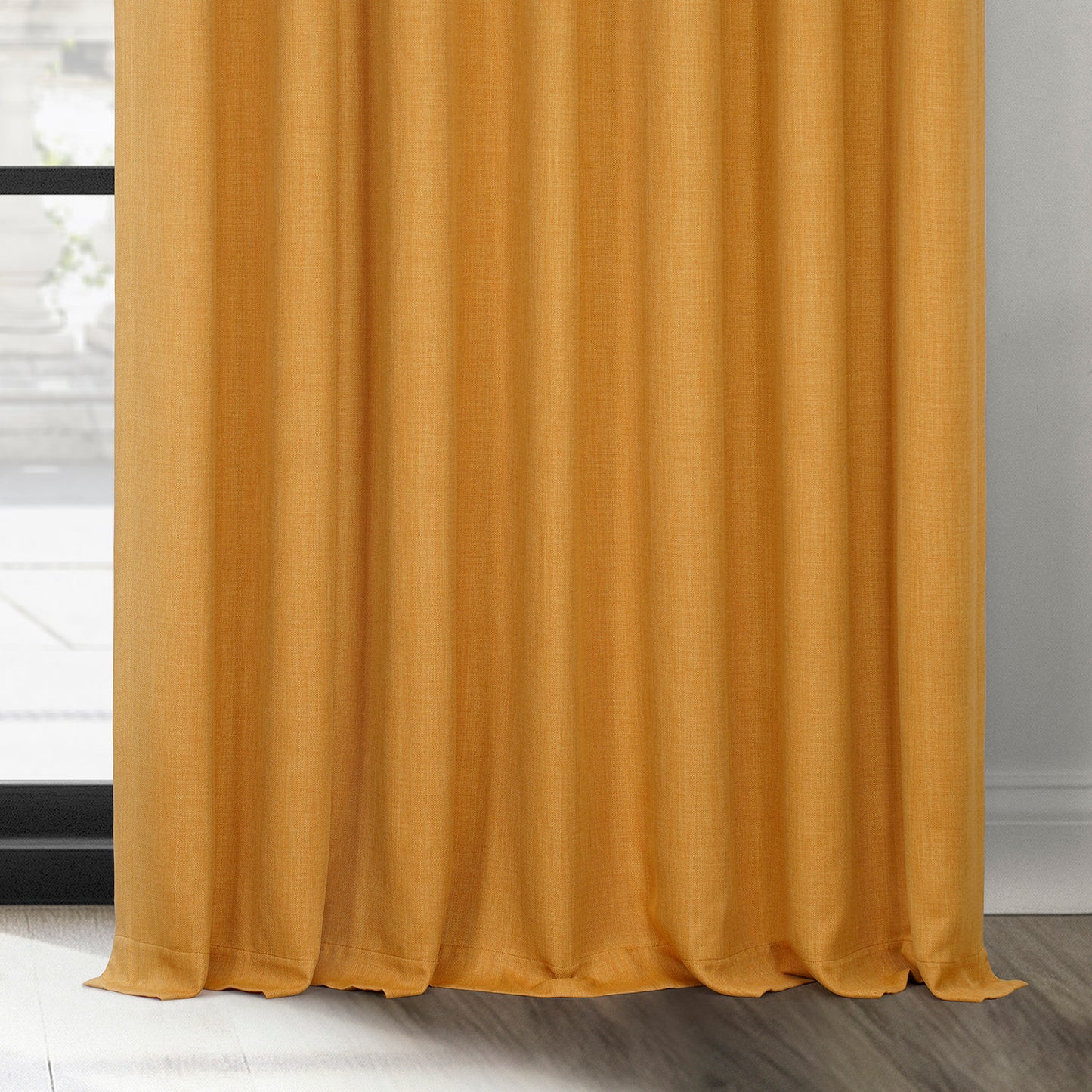 Dandelion Gold Textured Faux Linen Custom Curtain