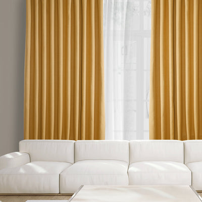 Dandelion Gold Textured Faux Linen Custom Curtain