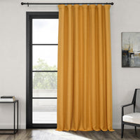 Dandelion Gold Extra Wide Textured Faux Linen Room Darkening Curtain