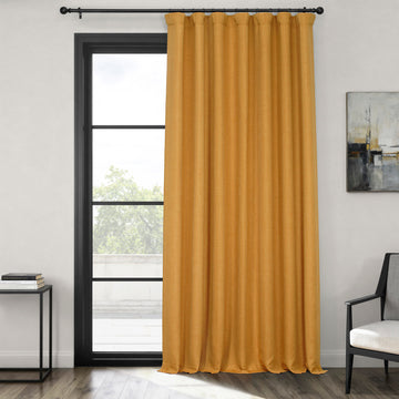 Dandelion Gold Extra Wide Textured Faux Linen Room Darkening Curtain