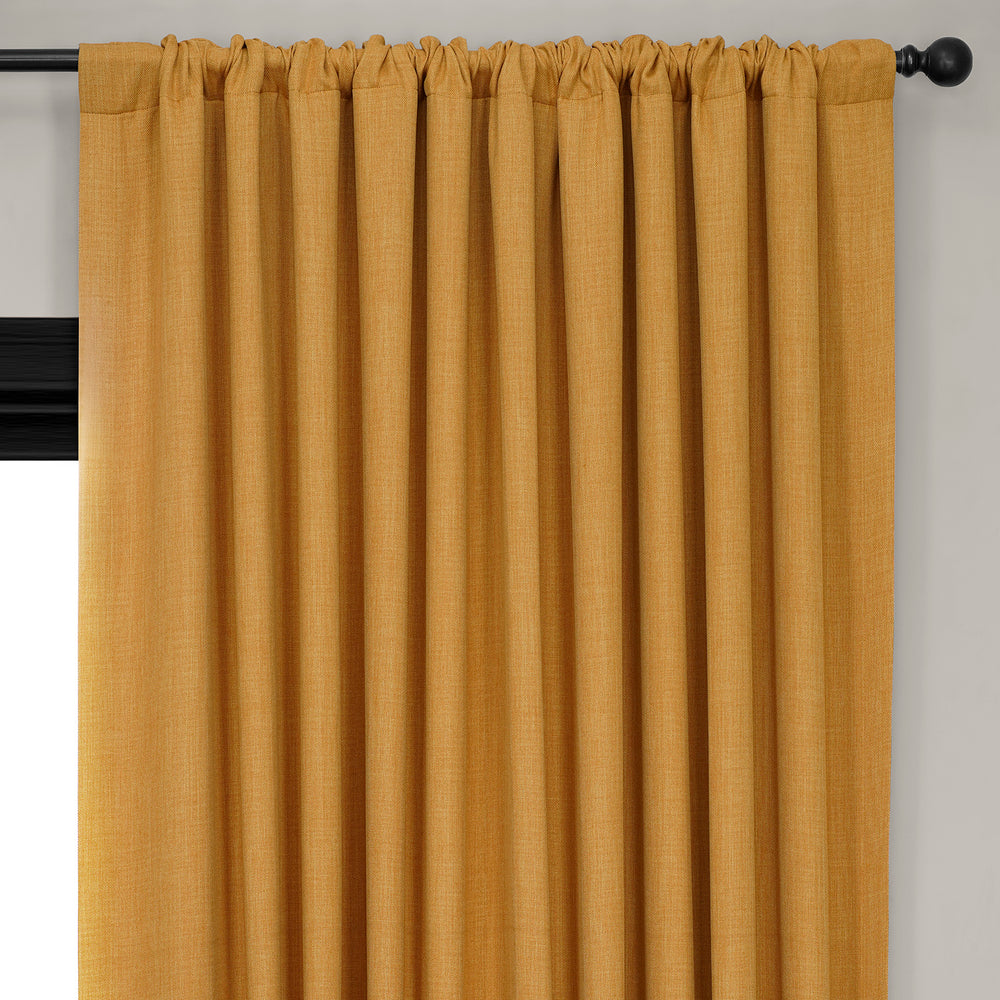 Dandelion Gold Extra Wide Textured Faux Linen Room Darkening Curtain