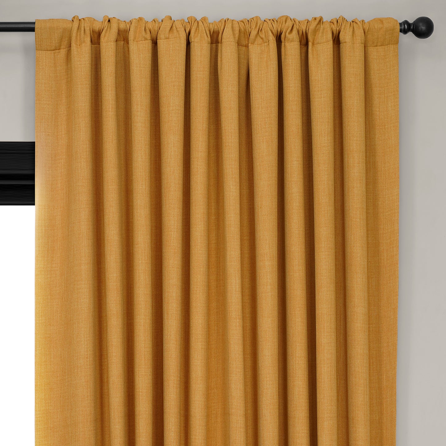 Dandelion Gold Extra Wide Textured Faux Linen Room Darkening Curtain