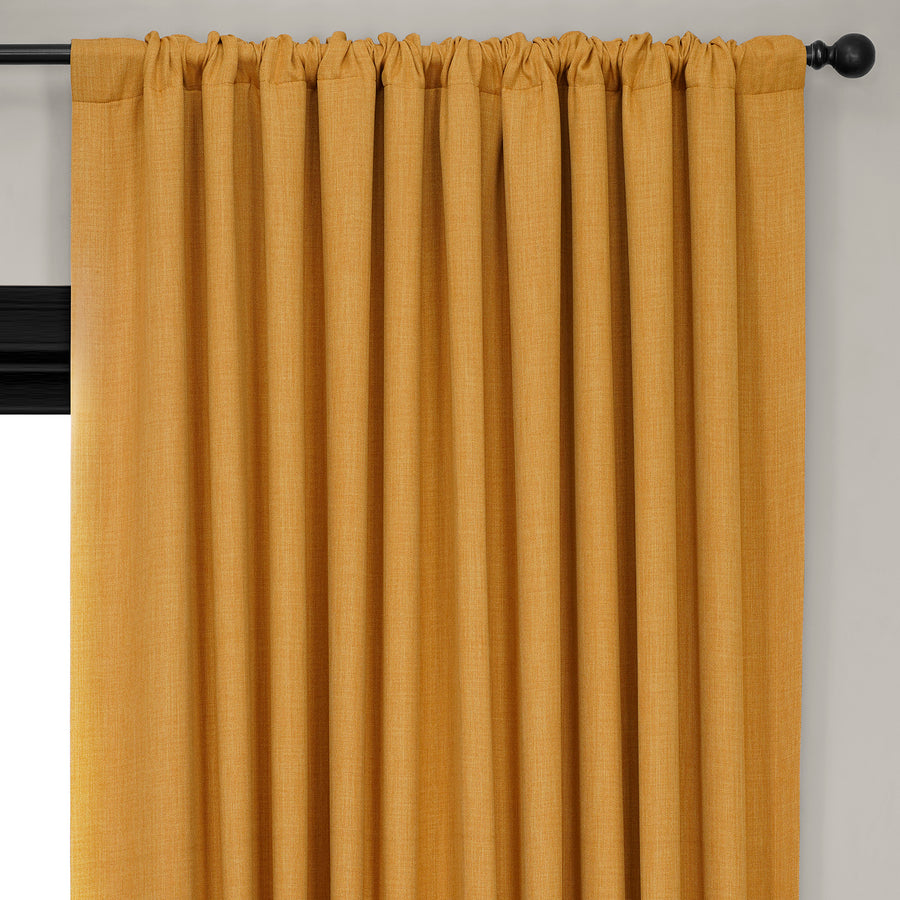 Dandelion Gold Extra Wide Textured Faux Linen Room Darkening Curtain