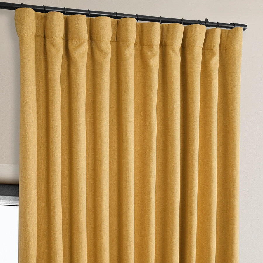 Dandelion Gold Extra Wide Textured Faux Linen Room Darkening Curtain - HalfPriceDrapes.com