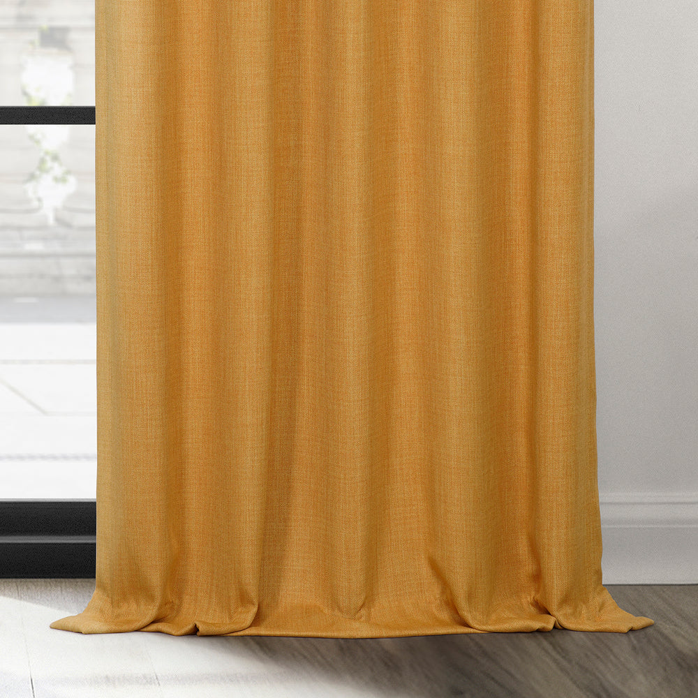 Dandelion Gold Grommet Textured Faux Linen Room Darkening Curtain