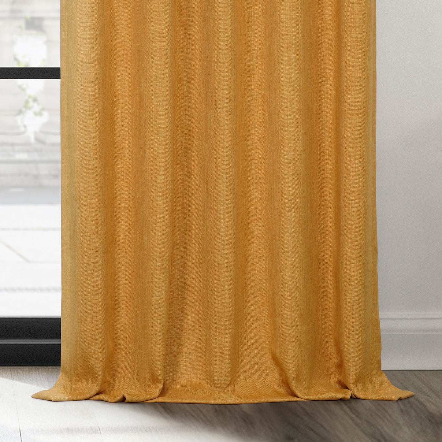 Dandelion Gold Textured Faux Linen Room Darkening Curtain
