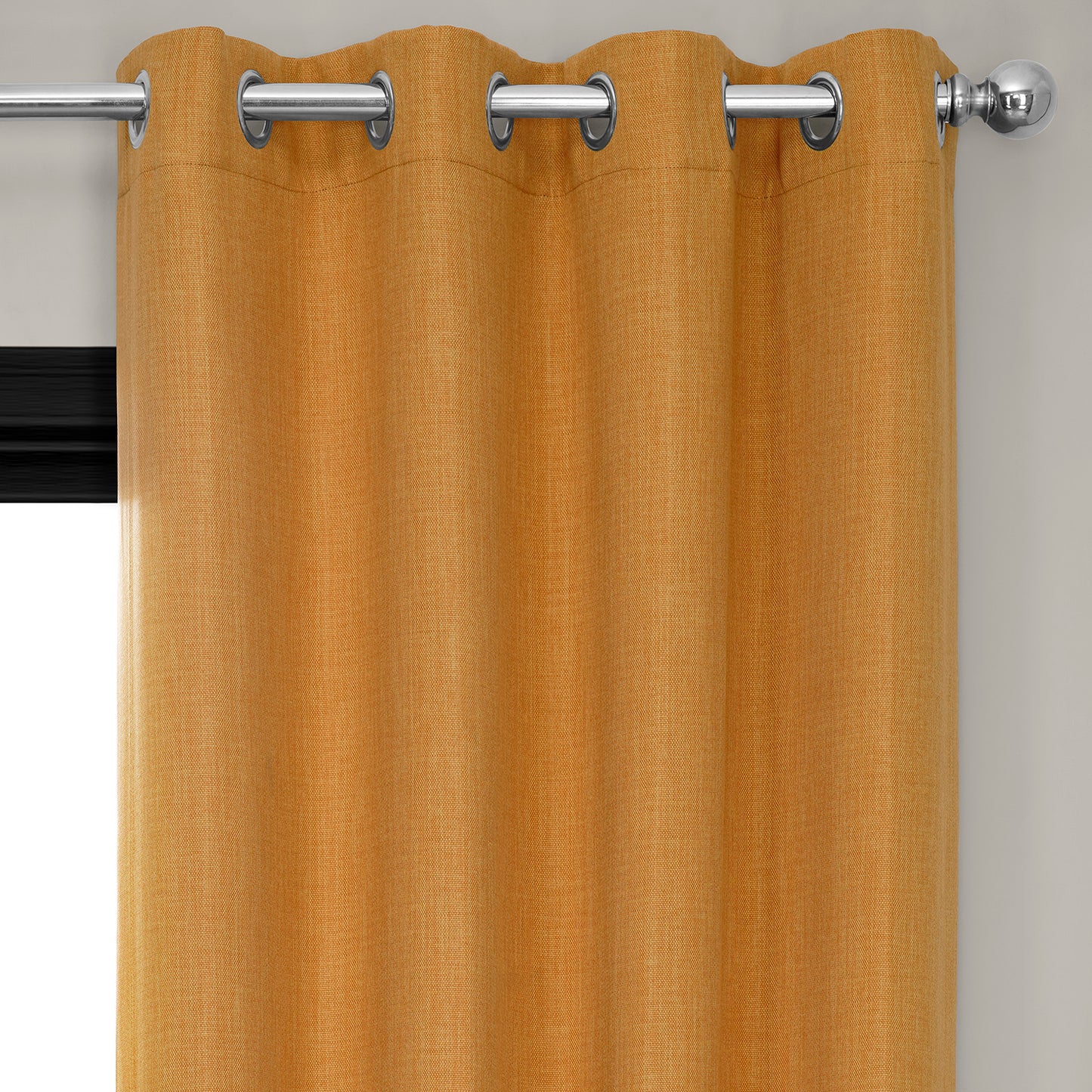 Dandelion Gold Grommet Textured Faux Linen Room Darkening Curtain