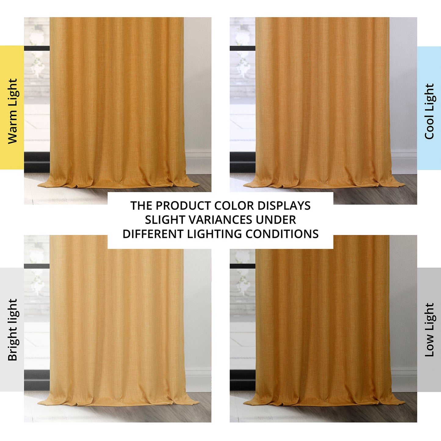 Dandelion Gold Grommet Textured Faux Linen Room Darkening Curtain