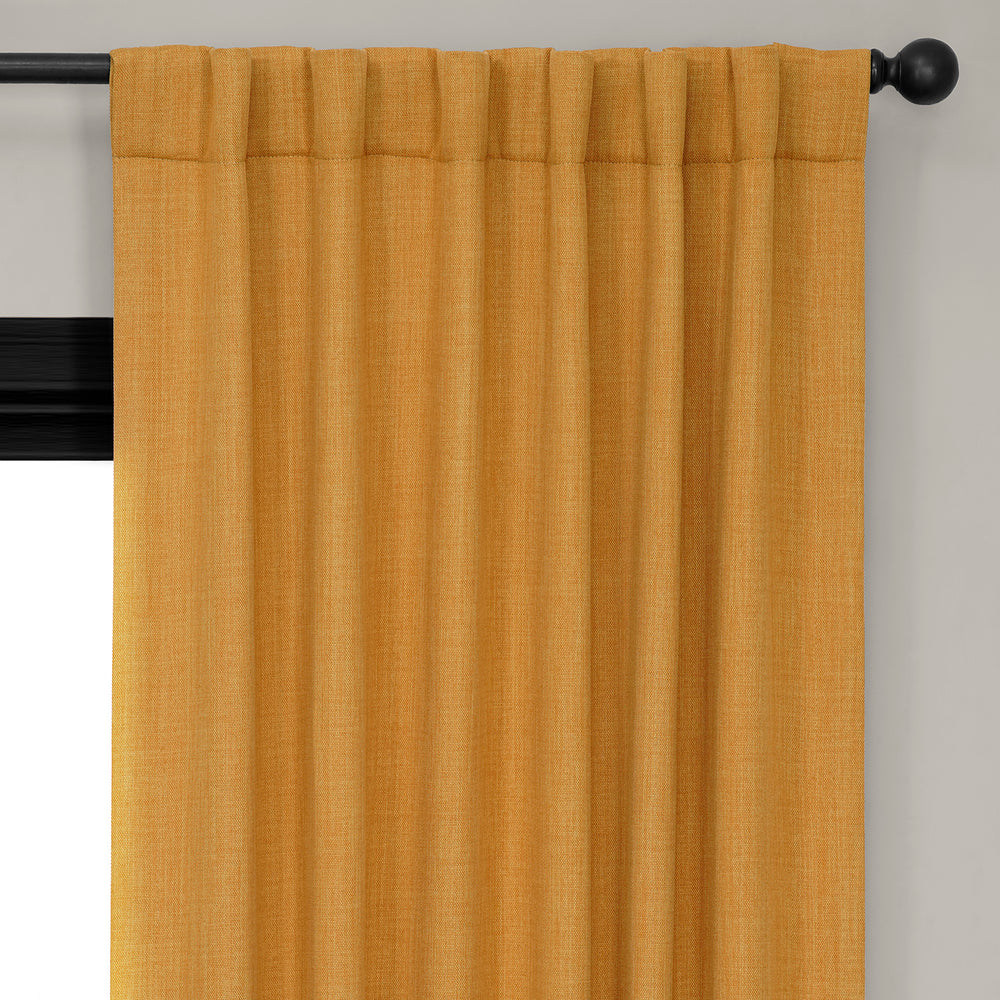 Dandelion Gold Textured Faux Linen Room Darkening Curtain