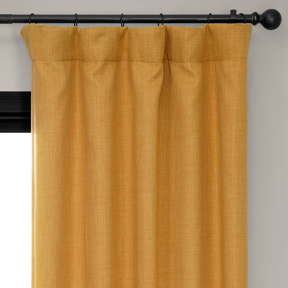 Dandelion Gold Textured Faux Linen Room Darkening Curtain