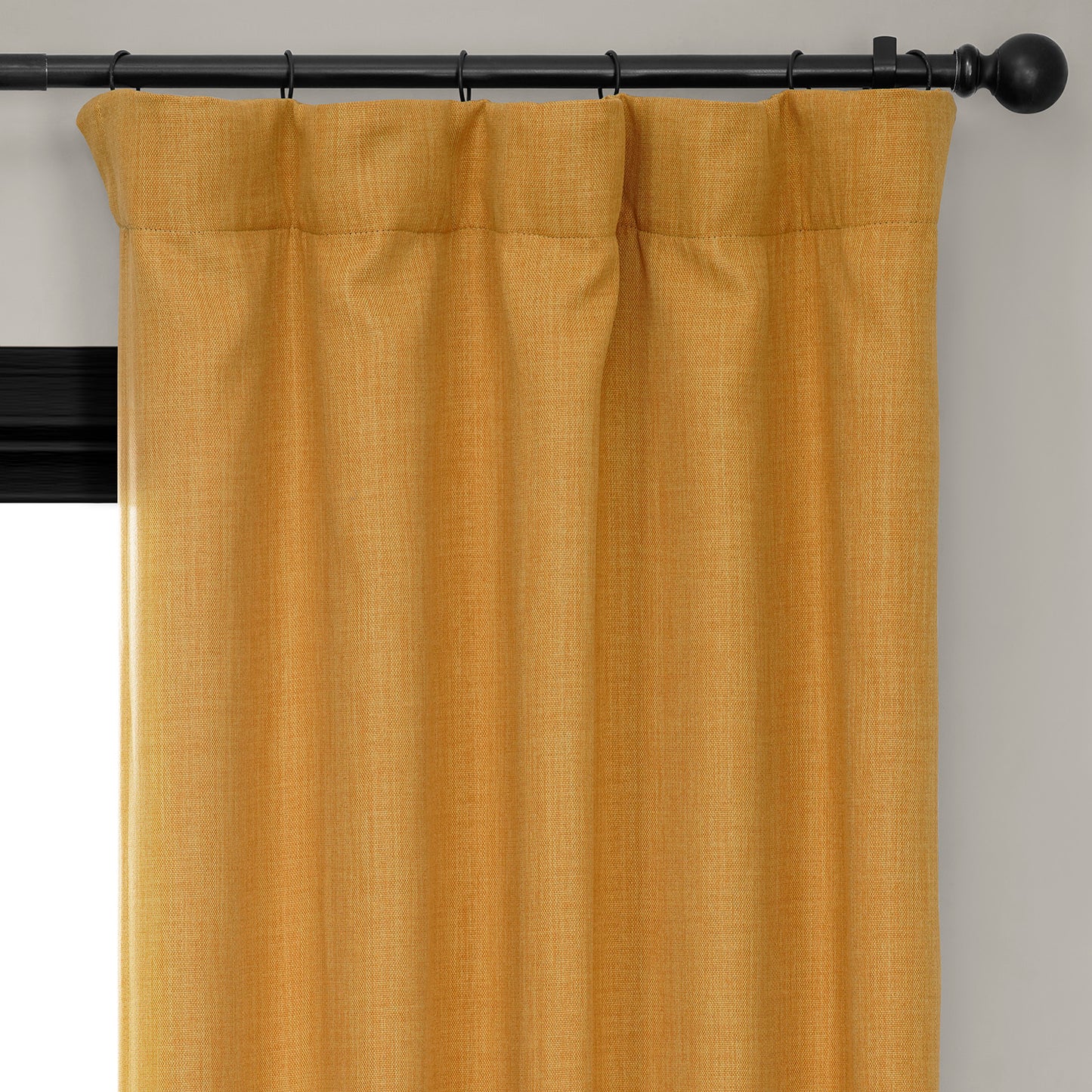 Dandelion Gold Textured Faux Linen Room Darkening Curtain