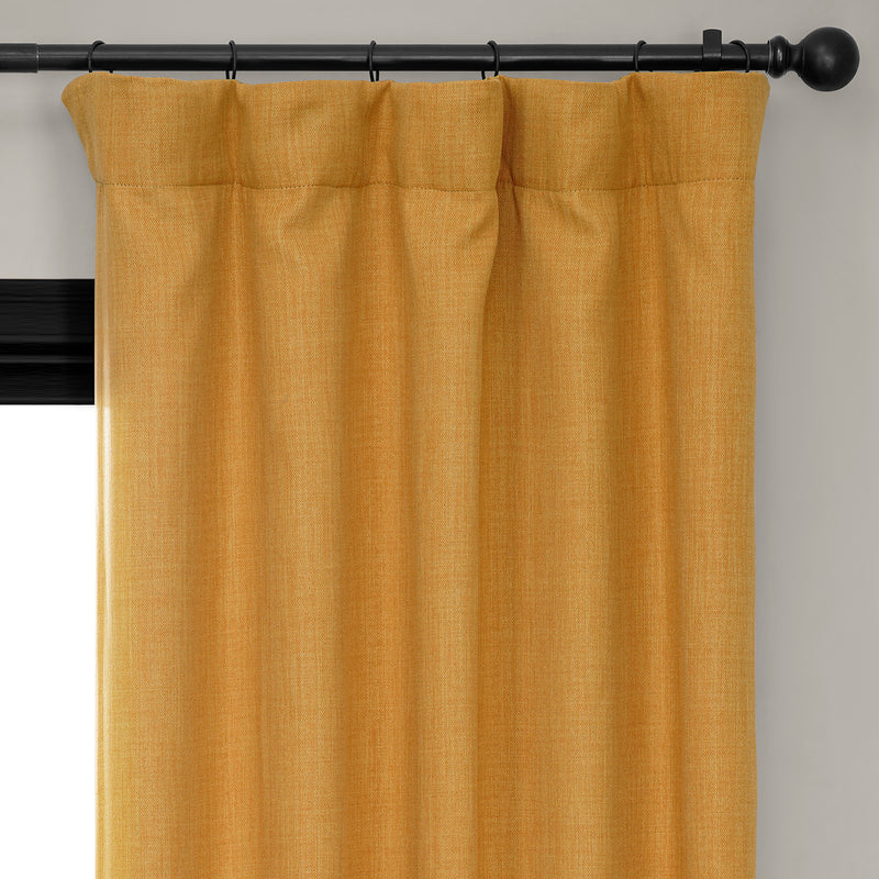 Dandelion Gold Textured Faux Linen Room Darkening Curtain