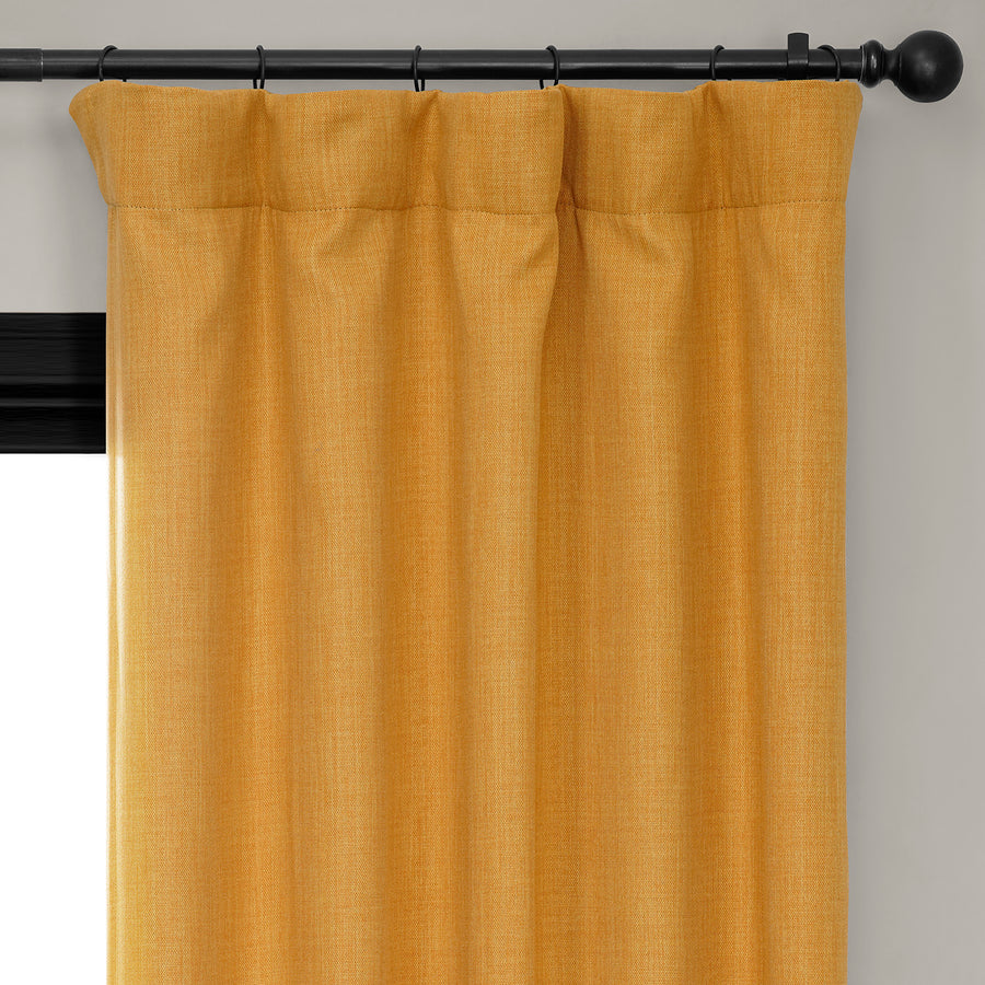 Dandelion Gold Textured Faux Linen Room Darkening Curtain