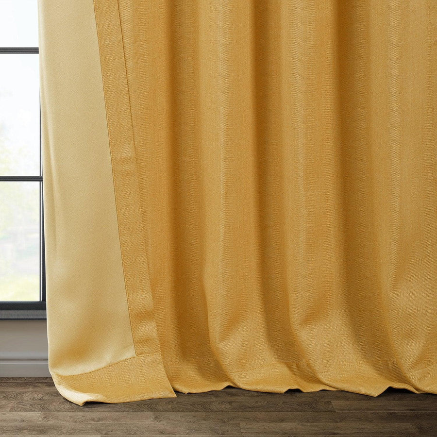 Dandelion Gold Textured Faux Linen Room Darkening Curtain - HalfPriceDrapes.com