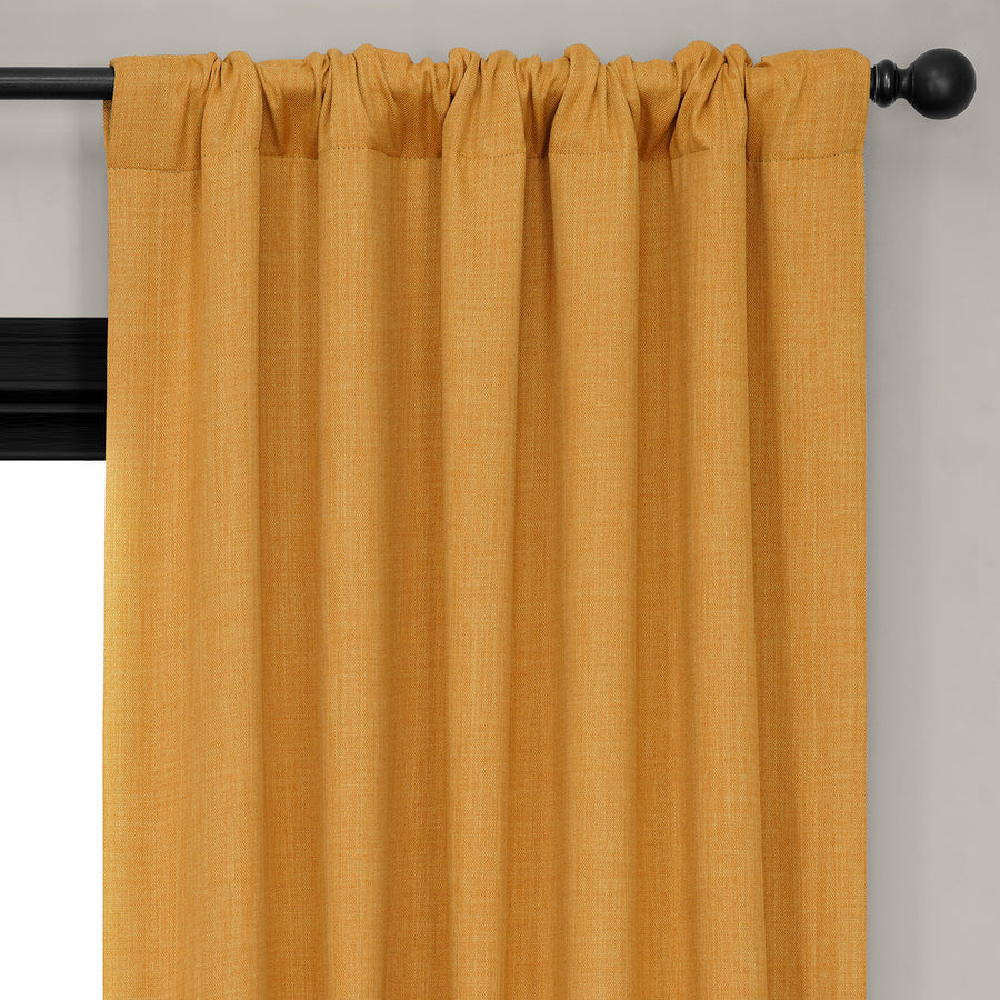 Dandelion Gold Textured Faux Linen Room Darkening Curtain