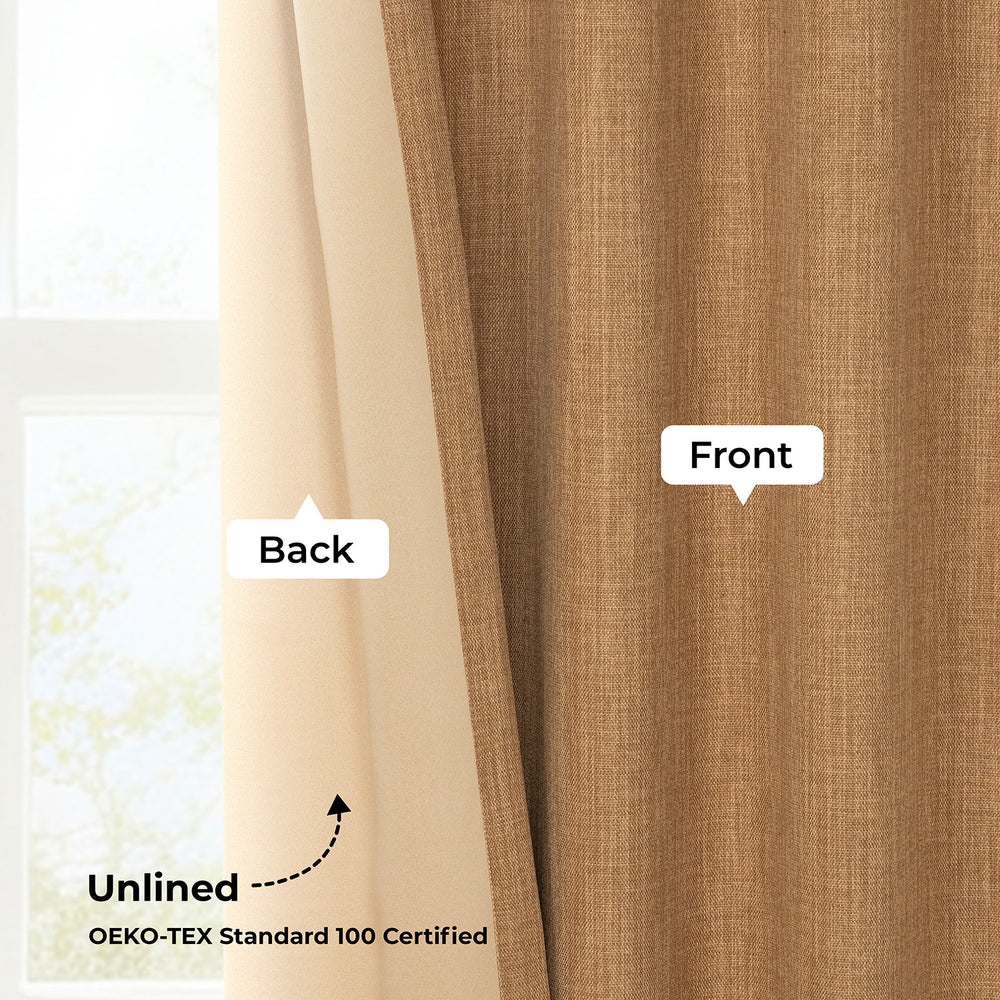 Butterscotch Grommet Textured Faux Linen Room Darkening Curtain