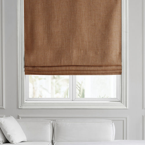 Butterscotch Textured Faux Linen Roman Shade