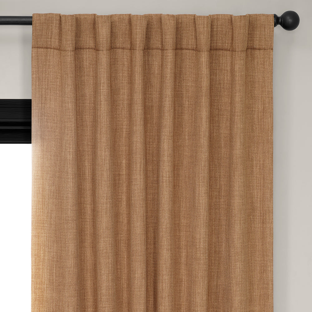 Butterscotch Textured Faux Linen Room Darkening Curtain