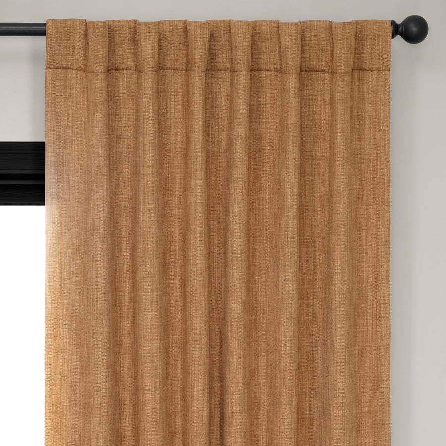 Butterscotch Textured Faux Linen Room Darkening Curtain
