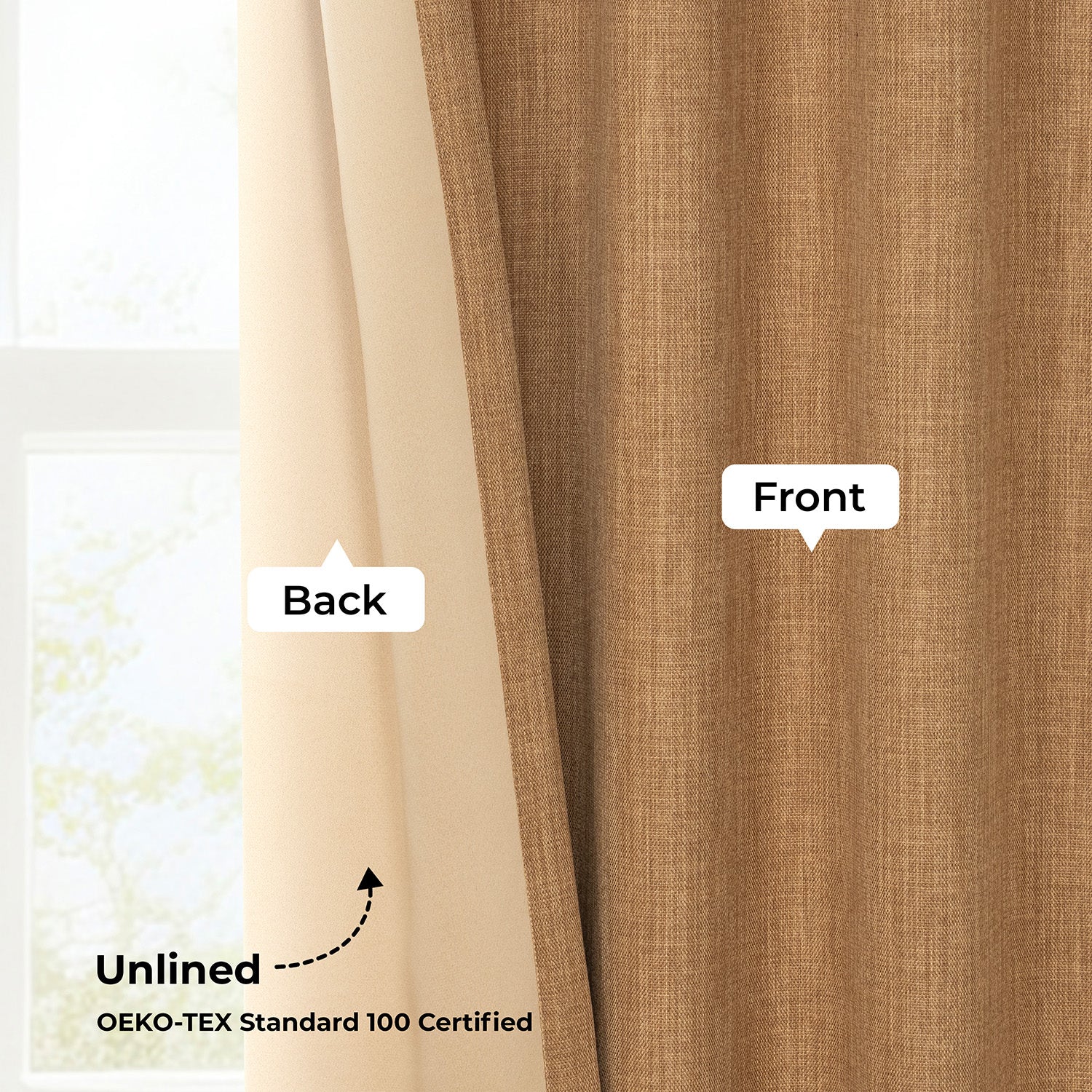 Butterscotch Textured Faux Linen Room Darkening Curtain