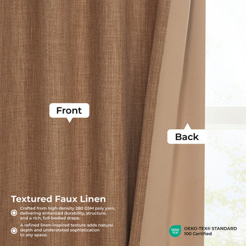 Butterscotch Textured Faux Linen Room Darkening Curtain