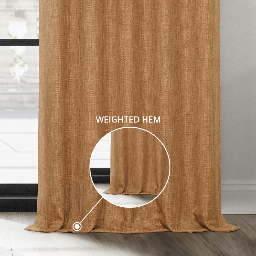 Butterscotch Textured Faux Linen Custom Curtain