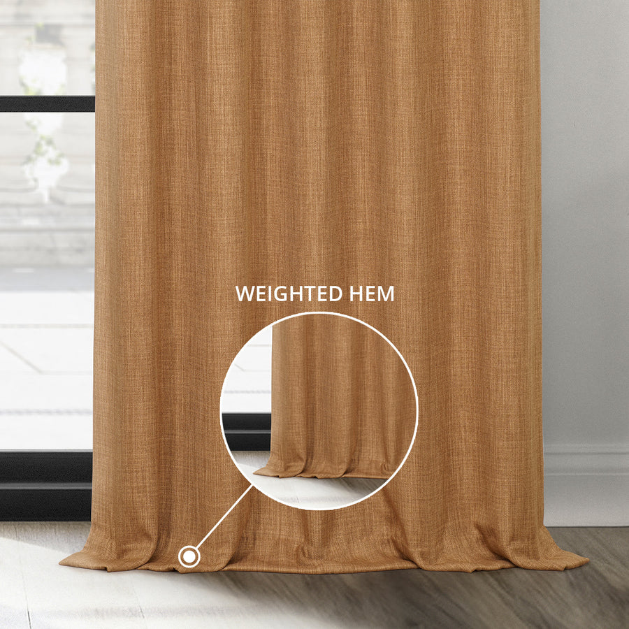 Butterscotch Textured Faux Linen Custom Curtain