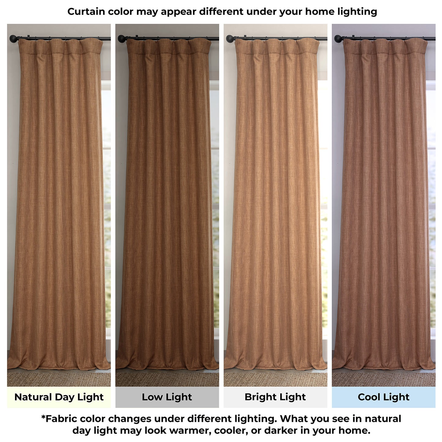 Butterscotch Textured Faux Linen Room Darkening Curtain