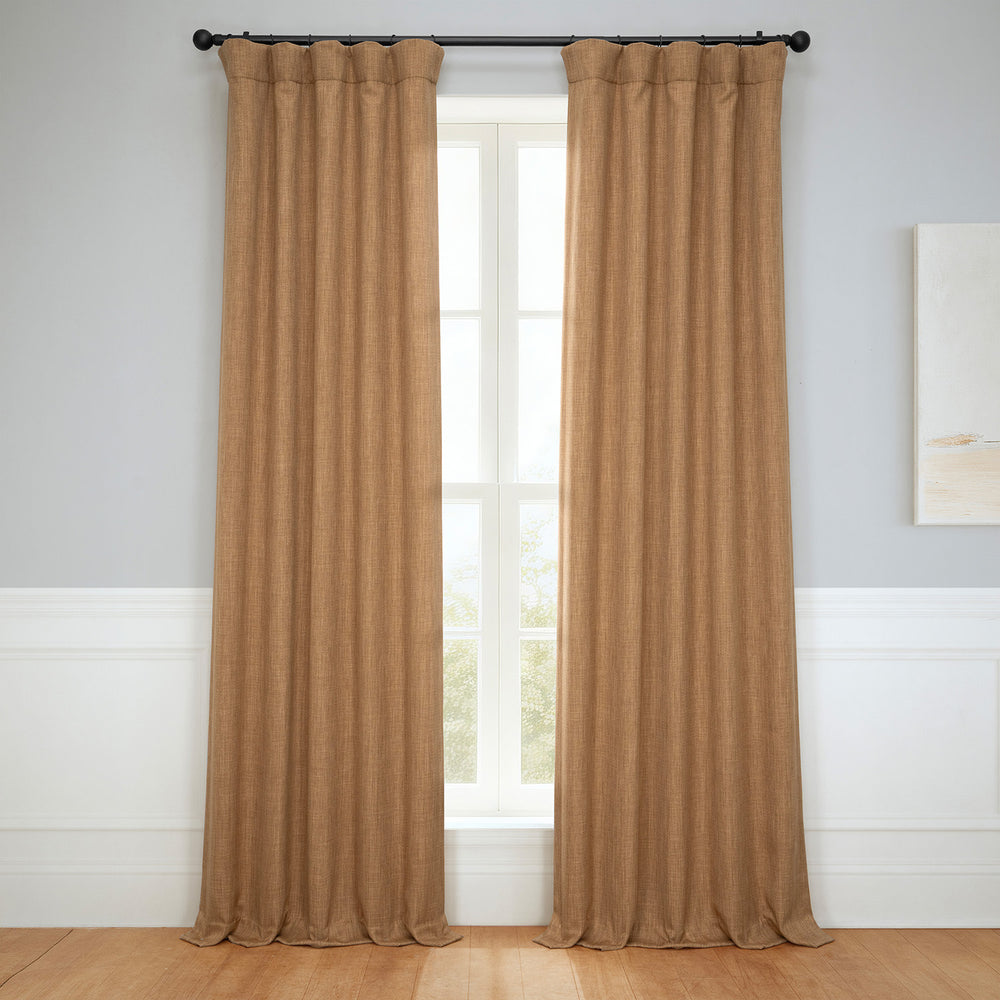 Butterscotch Textured Faux Linen Room Darkening Curtain