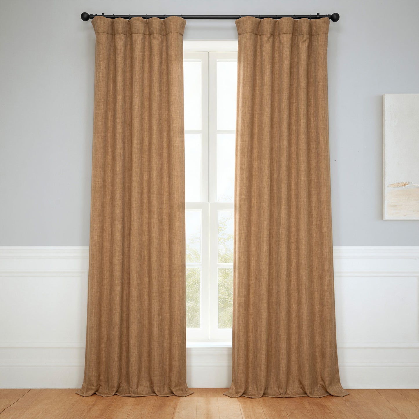 Butterscotch Textured Faux Linen Room Darkening Curtain