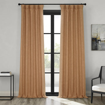 Butterscotch Textured Faux Linen Room Darkening Curtain