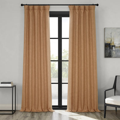 Butterscotch Textured Faux Linen Room Darkening Curtain