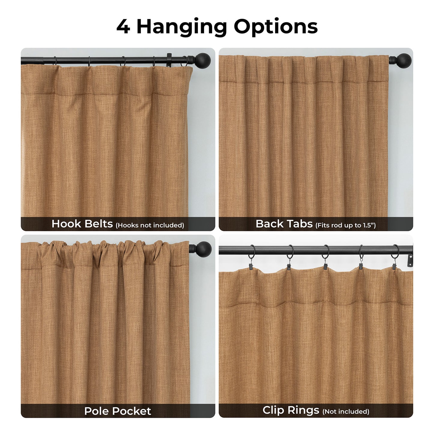 Butterscotch Textured Faux Linen Room Darkening Curtain