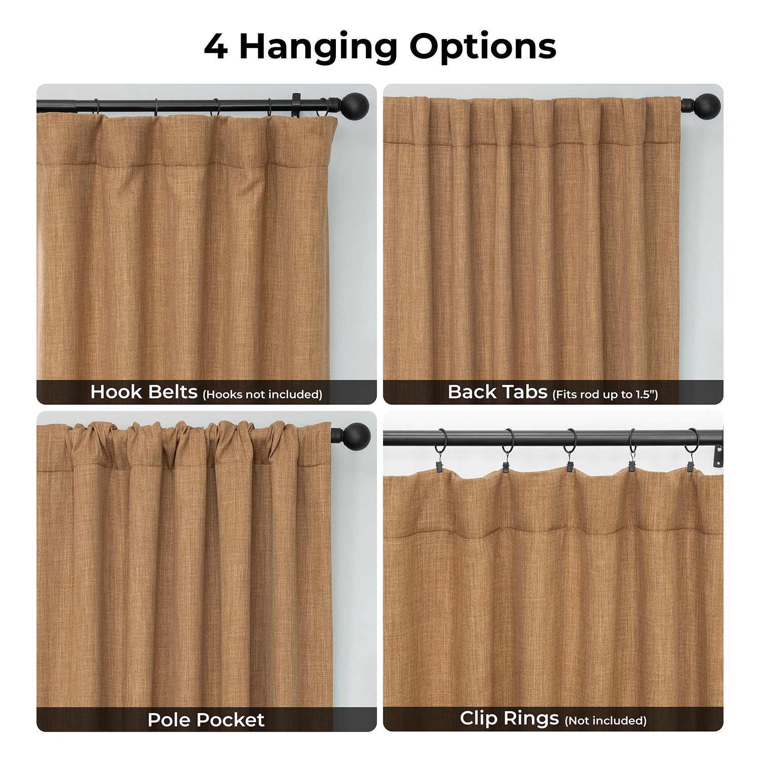 Butterscotch Textured Faux Linen Room Darkening Curtain
