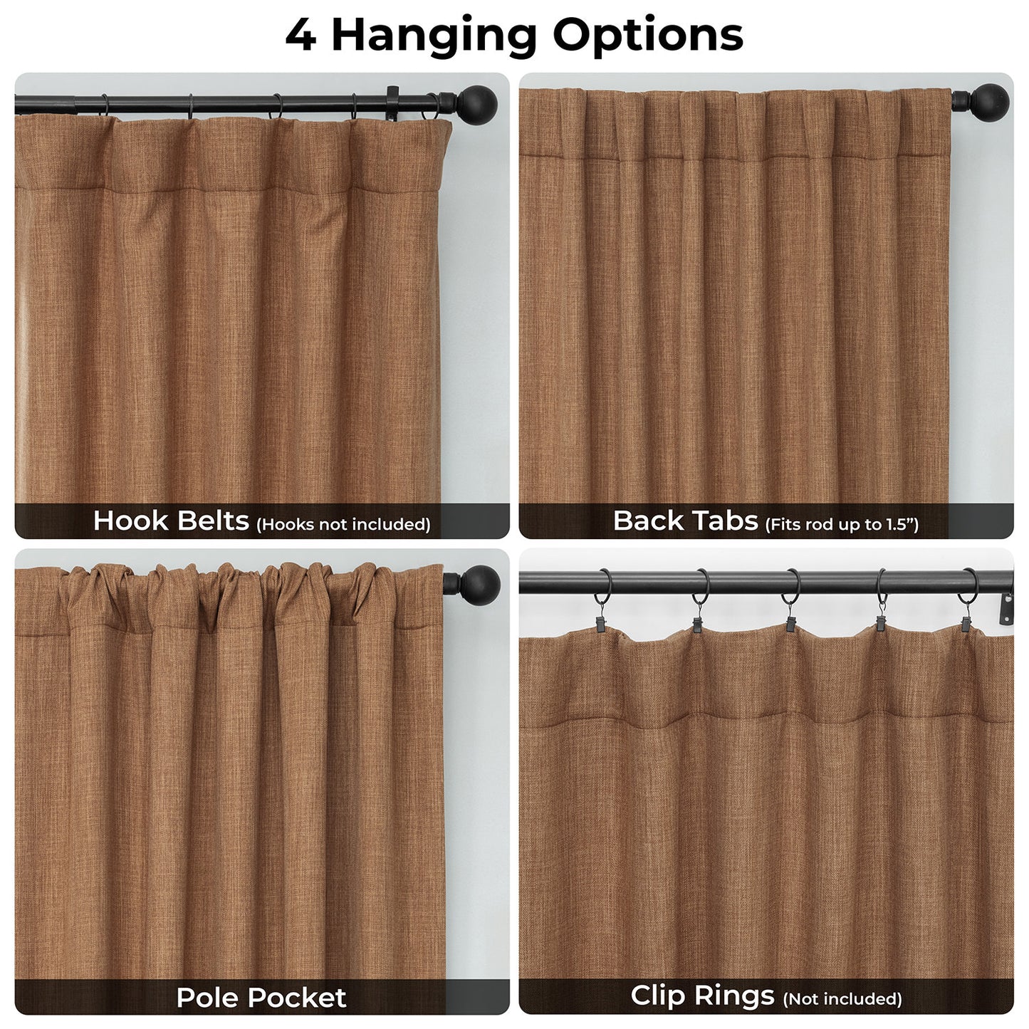Butterscotch Textured Faux Linen Room Darkening Curtain