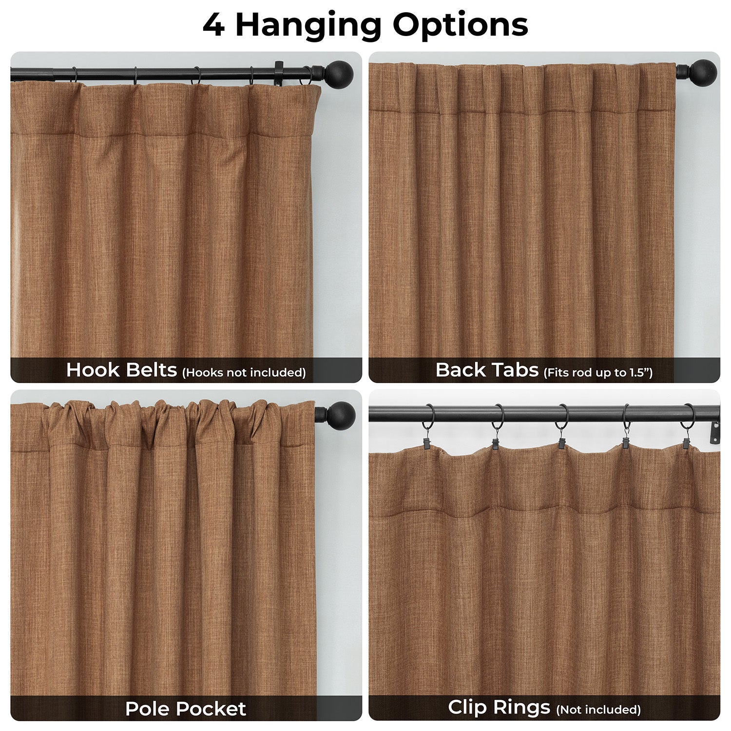 Butterscotch Textured Faux Linen Room Darkening Curtain