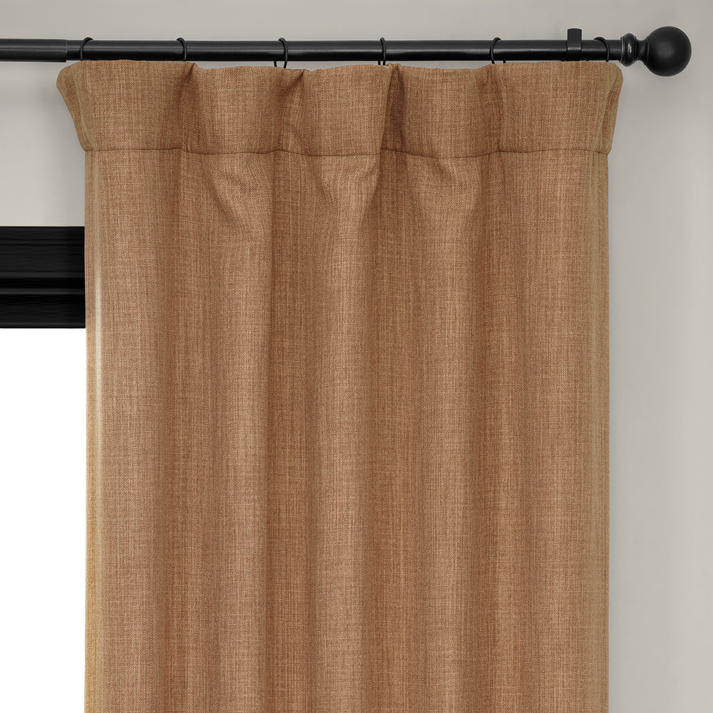 Butterscotch Textured Faux Linen Room Darkening Curtain