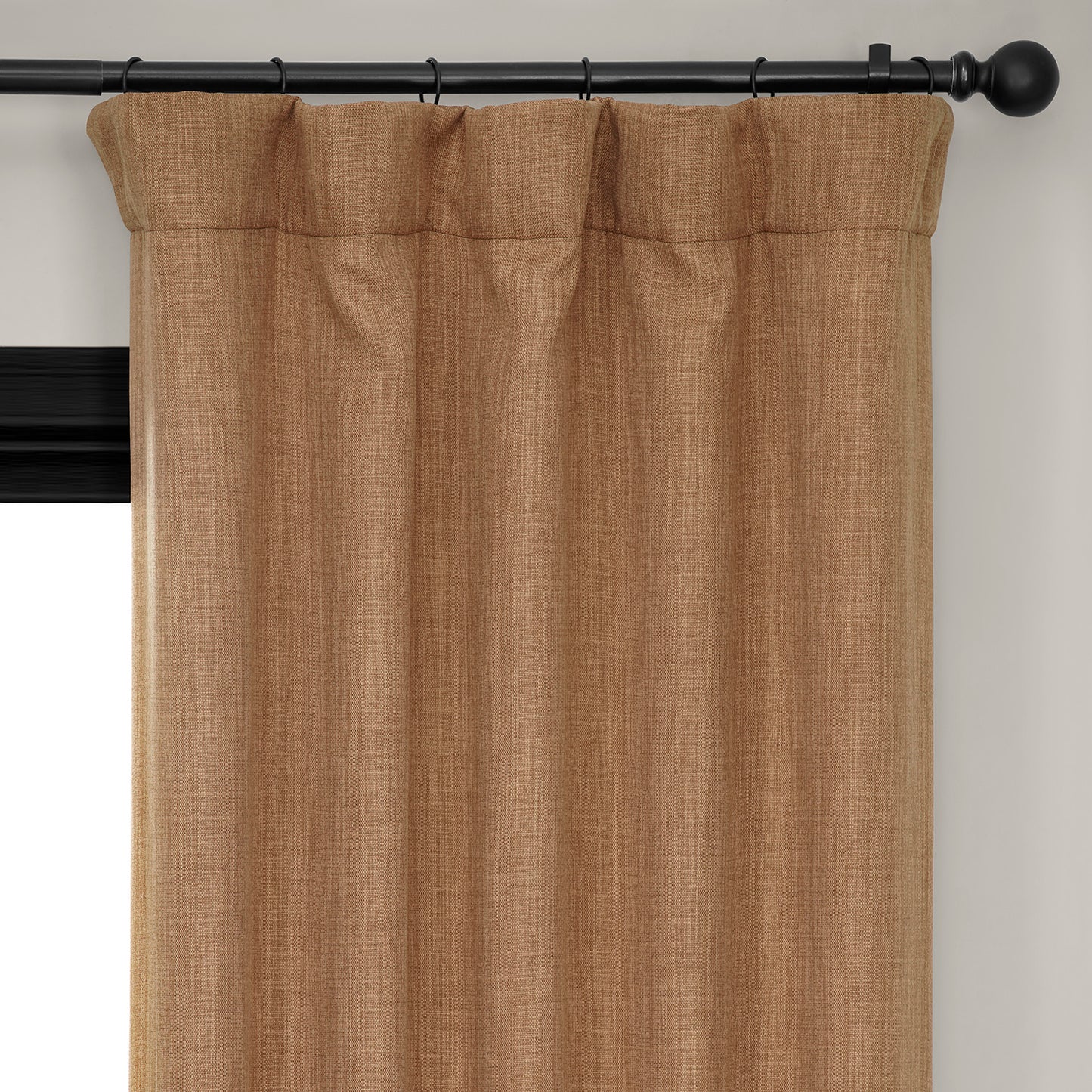 Butterscotch Textured Faux Linen Room Darkening Curtain