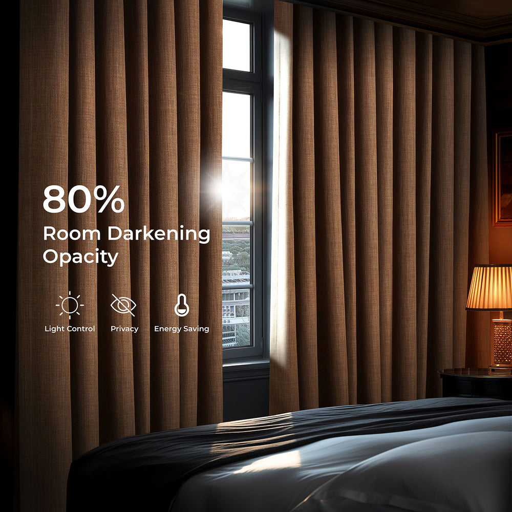 Butterscotch Textured Faux Linen Room Darkening Curtain