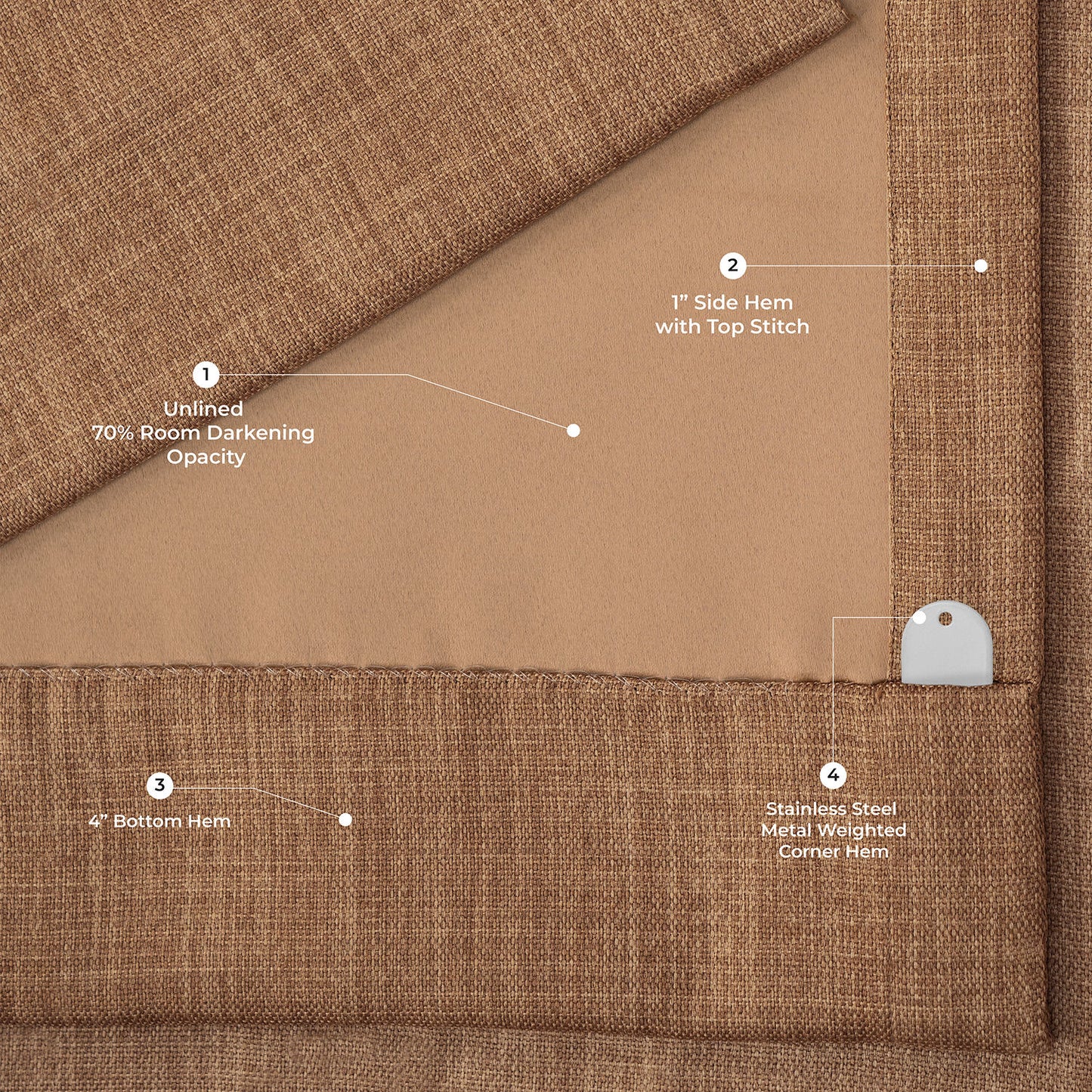 Butterscotch Textured Faux Linen Room Darkening Curtain