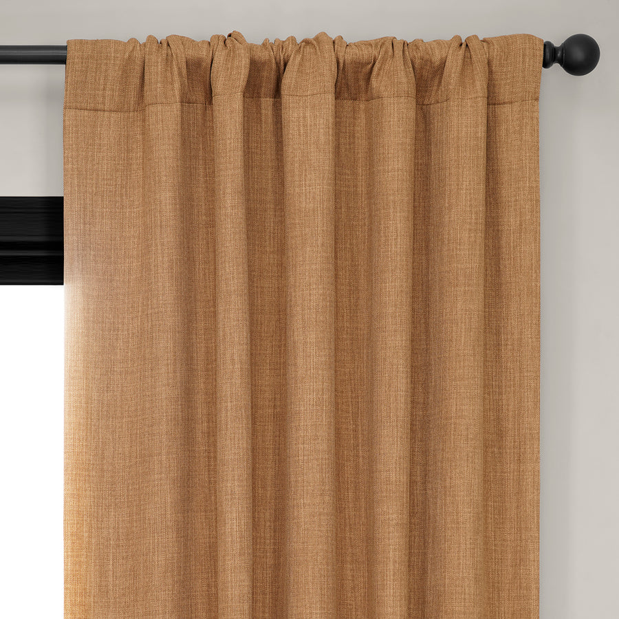 Butterscotch Textured Faux Linen Room Darkening Curtain