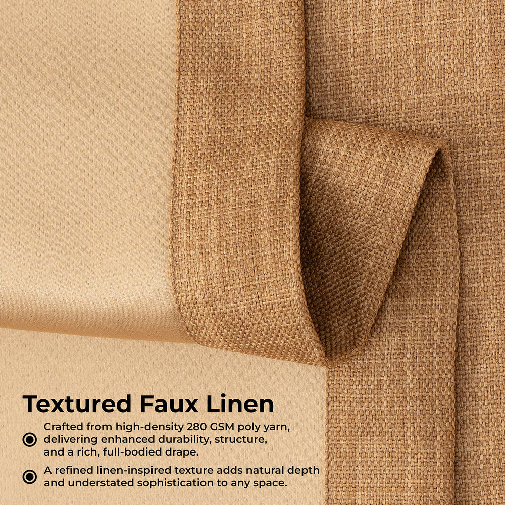 Butterscotch Textured Faux Linen Room Darkening Curtain