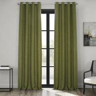 Tuscany Green Grommet Textured Faux Linen Room Darkening Curtain