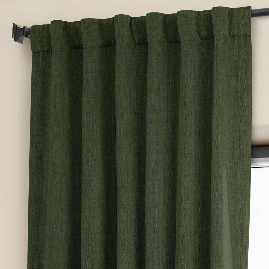 Tuscany Green Textured Faux Linen Room Darkening Curtain - HalfPriceDrapes.com
