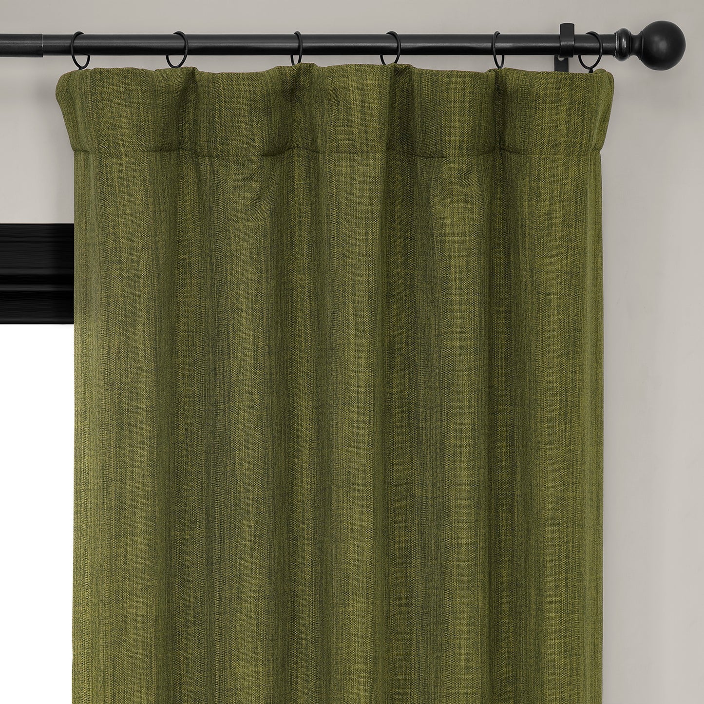 Tuscany Green Textured Faux Linen Room Darkening Curtain