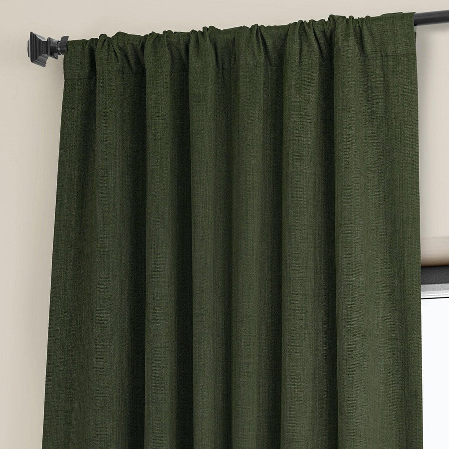 Tuscany Green Textured Faux Linen Room Darkening Curtain - HalfPriceDrapes.com