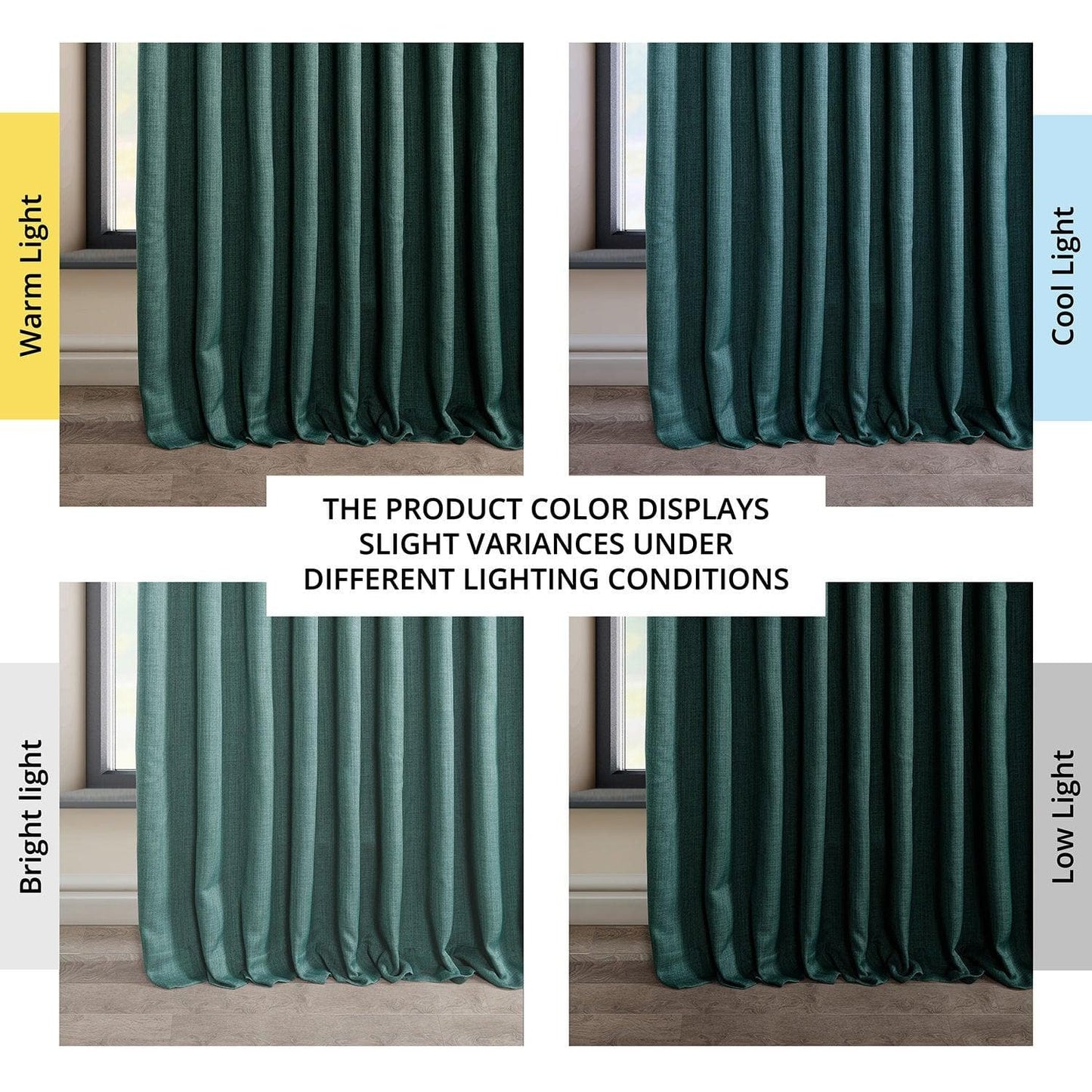 Slate Teal Extra Wide Textured Faux Linen Room Darkening Curtain - HalfPriceDrapes.com