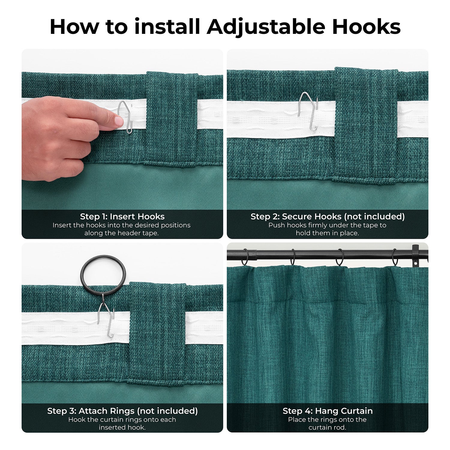 Slate Teal Extra Wide Textured Faux Linen Room Darkening Curtain